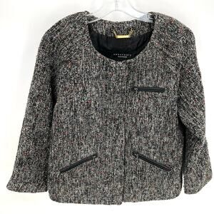 Sanctuary boucle leather trim multicolored metallic women’s blazer jacket